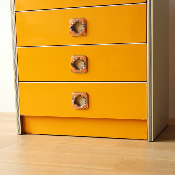 レトロポップ 整理タンス 昭和レトロ おもちゃ箱 スペースエイジ 黄色