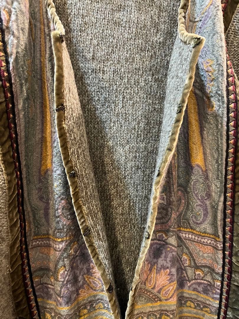 ETRO エトロ　シルクプリント切り替え デザインニット カーディガン