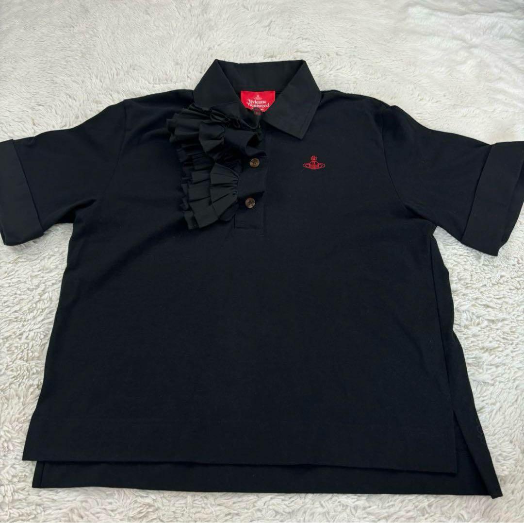 ヴィヴィアンウエストウッドレッドレーベル　フリル　アシンメトリー　黒