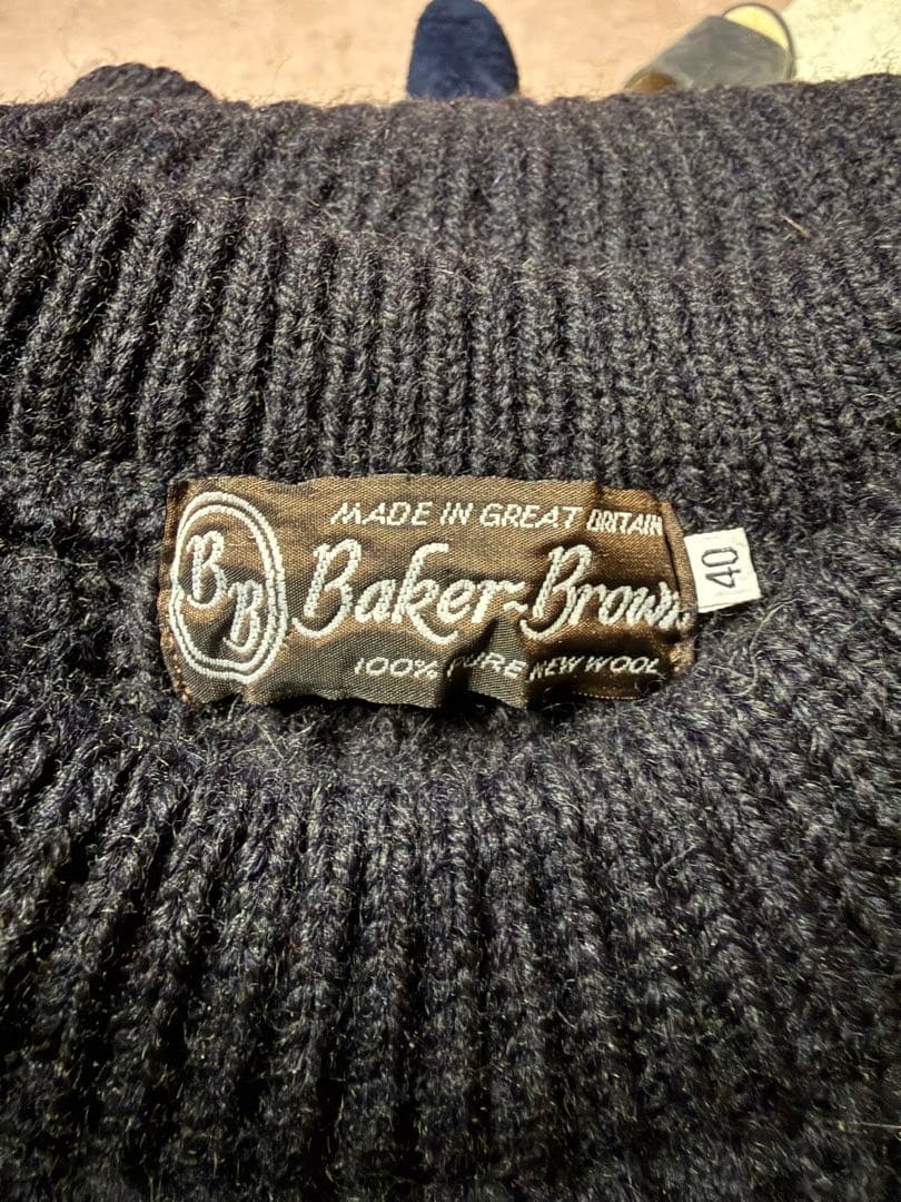 英国製 Baker Brown 畔編み リブニット 40 ブラック