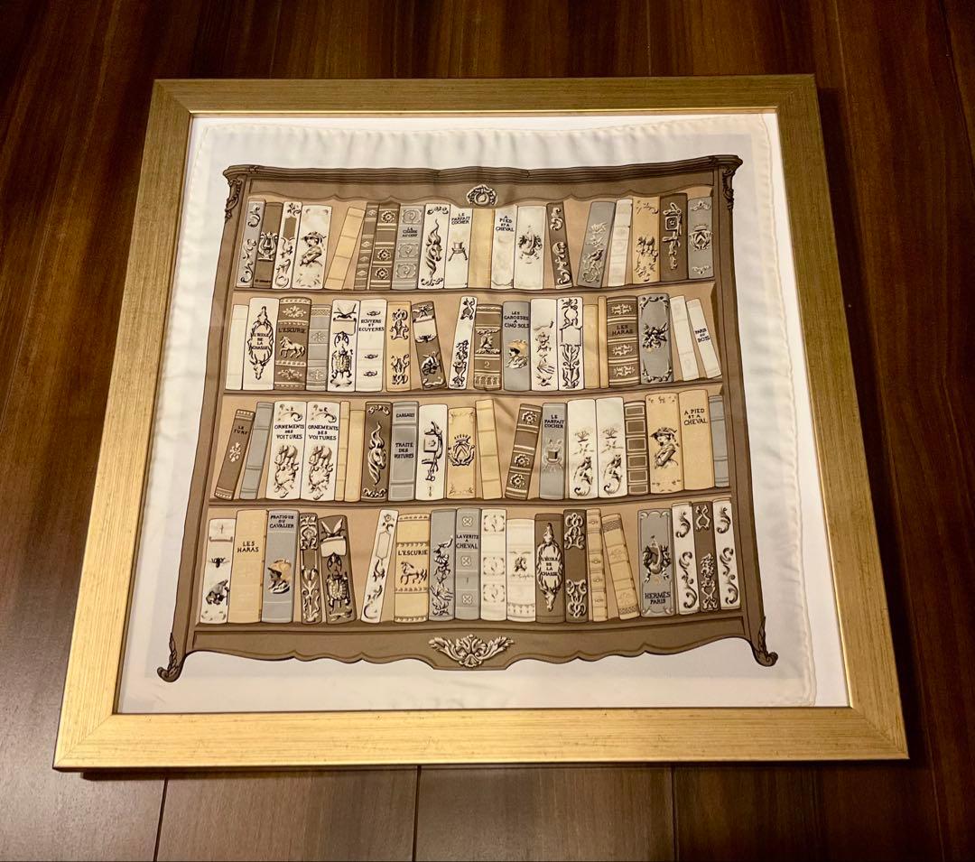 h*l様 未使用品　エルメス　額付きカレ　スカーフ　図書館　Bibliotheq