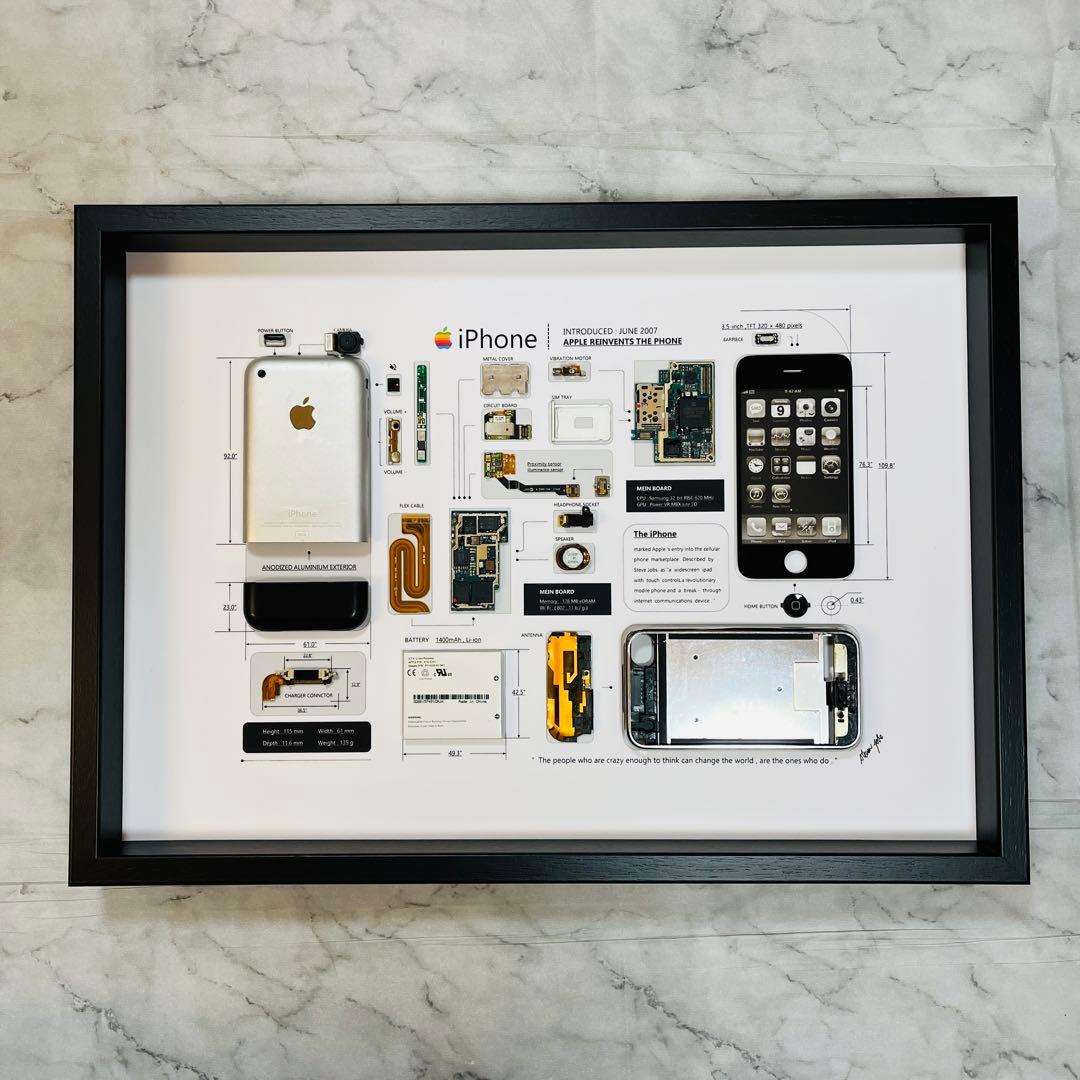 【プレミアム端末】 iPhone 2G 標本アート 高級木製ボックスフレーム仕様