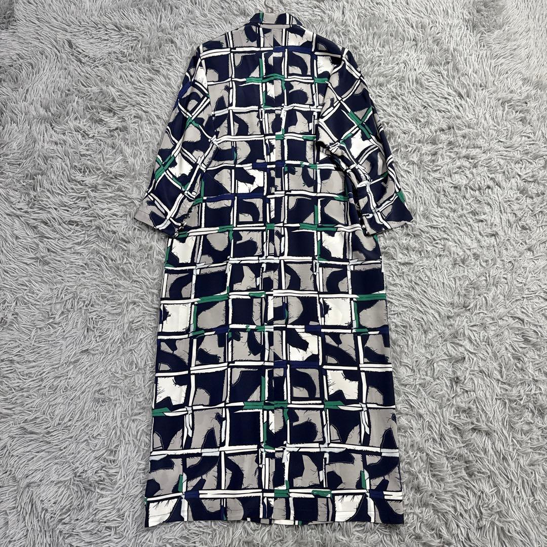 マックスマーラ 白タグ シルクロングシャツワンピース 113cm 羽織り 総柄