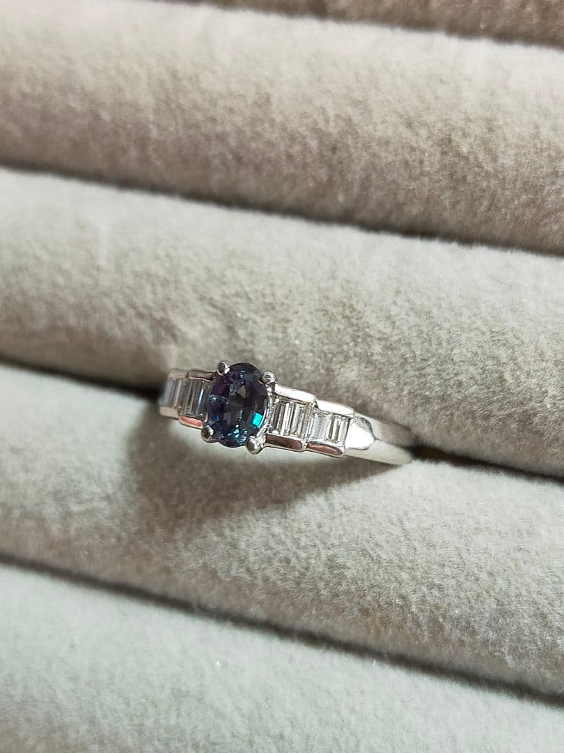 鑑別付き 三越 大粒 アレキサンドライト 0.44ct プラチナリング 指輪