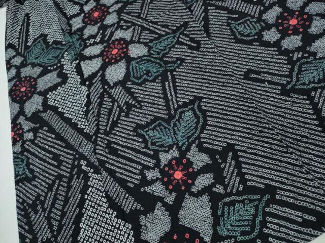 浴衣　有松絞り　身丈157 裄丈69　総絞り　濃紺　鹿の子絞り　有松鳴海絞り