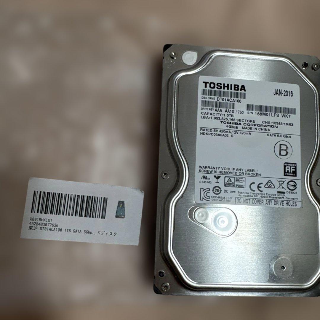 東芝DT01ACA100 1TBSATA6Gbps対応3.5型内蔵ハードディスク