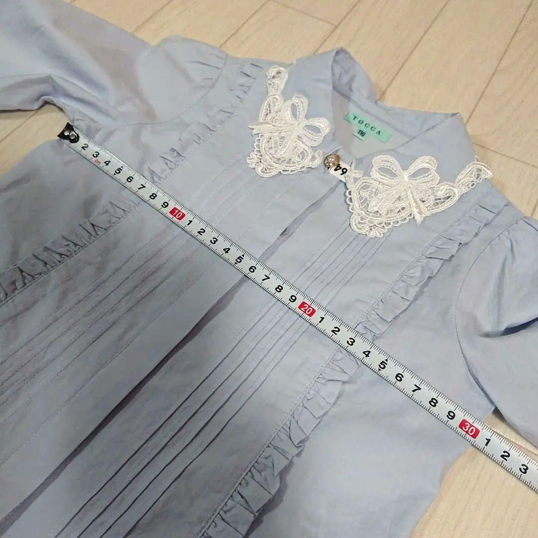 トッカバンビーニ110長袖ブラウス&120フラワーレースワンピースドレス　水色