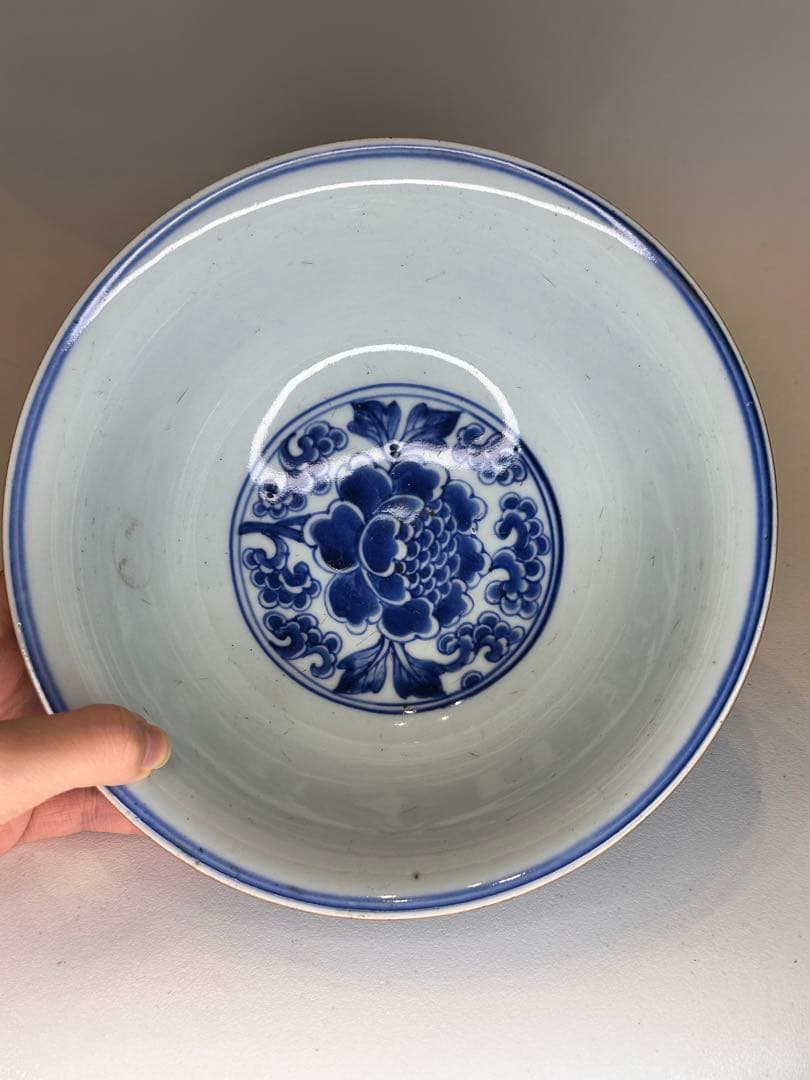 中国清時代 大清康熙年製款 染付花卉文 大碗 古陶磁 時代物 骨董品アンティーク