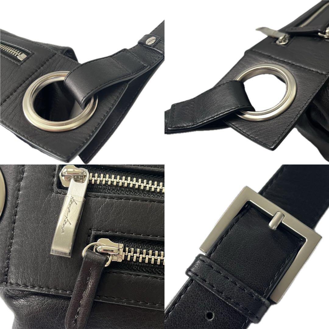 【希少】kawakawa ハトメ レザー　ボディバッグ M　ブラック　斜め掛け