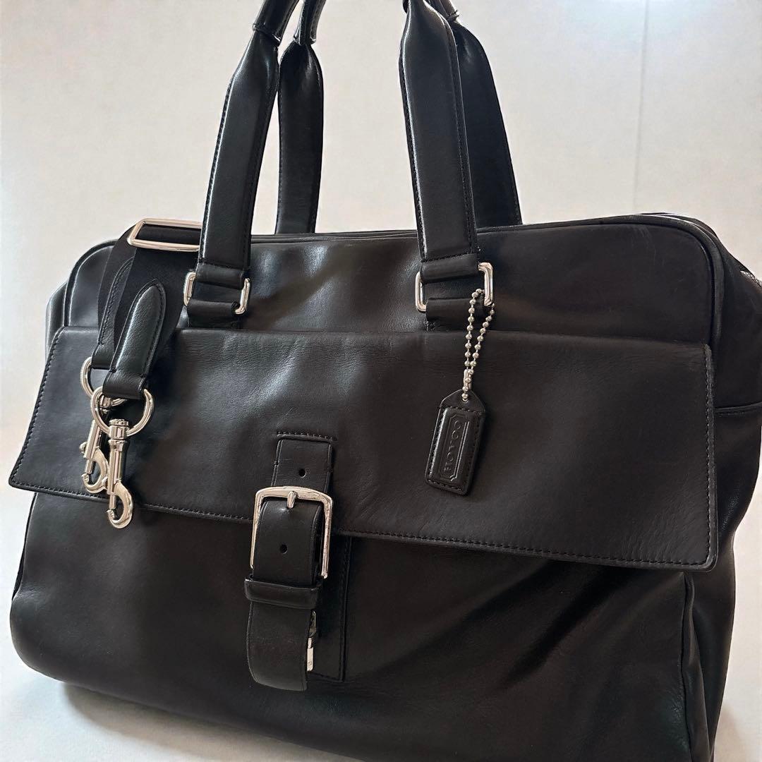 COACH 黒 レザー ビジネスバッグ 2way ブリーフケース