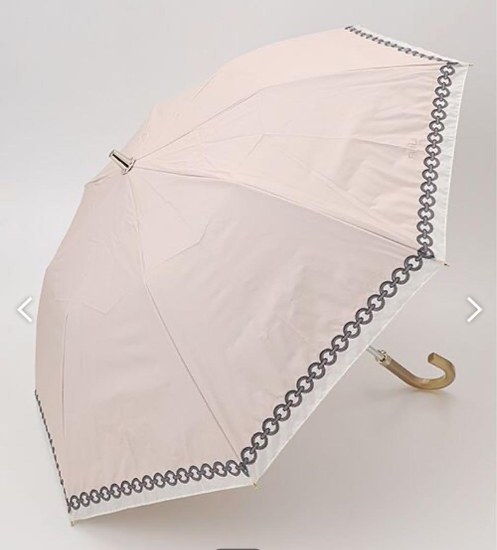 新品★ FURLA ★楽折★晴雨兼用折りたたみ日傘 ★チェーン刺繍”ベージュ
