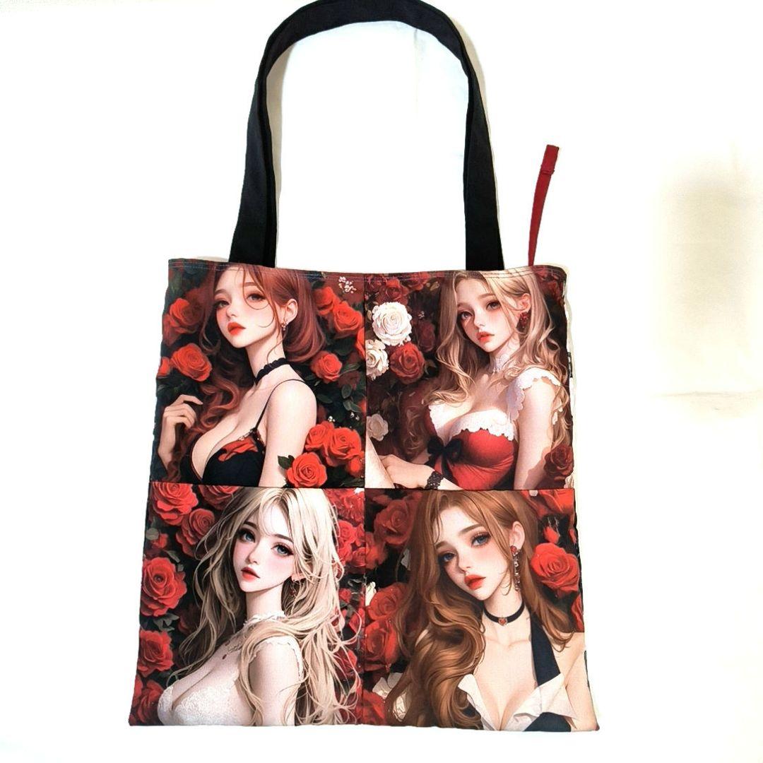 La luna様】ハンドメイドオーダー★女の子★大容量フラットトートバッグ　3点