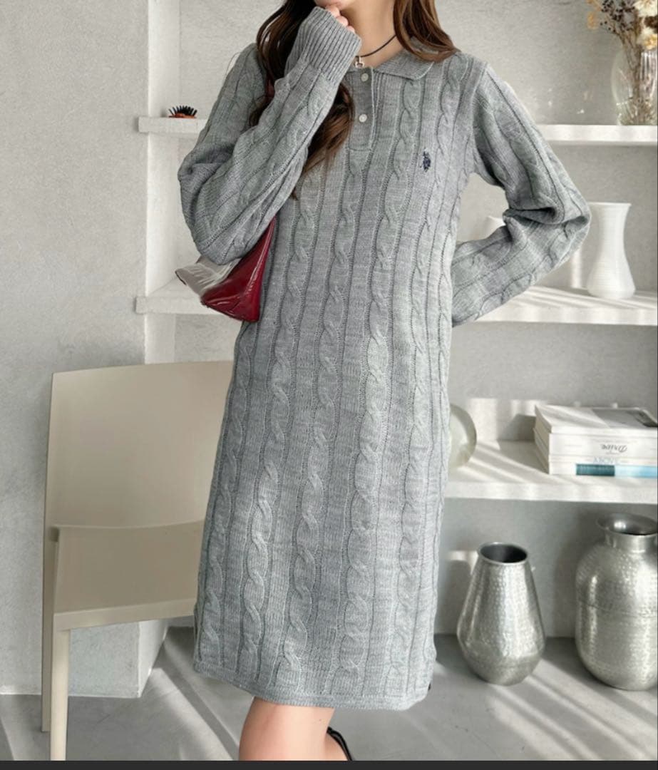 U.S. POLO ASSN ケーブル ポロニット ワンピース