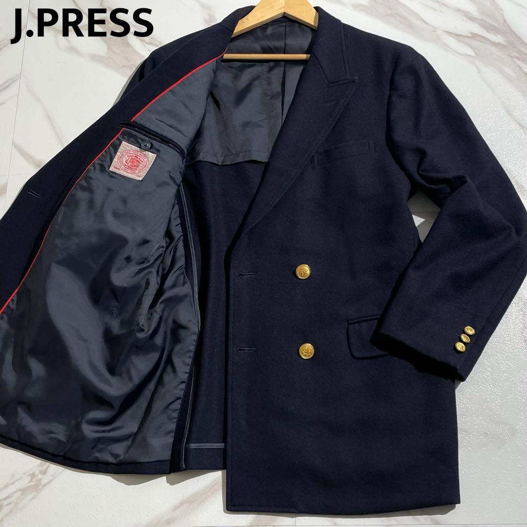 美品 ジェイプレス XLサイズ ダブル 紺ブレザー 金ボタン ネイビー 【174