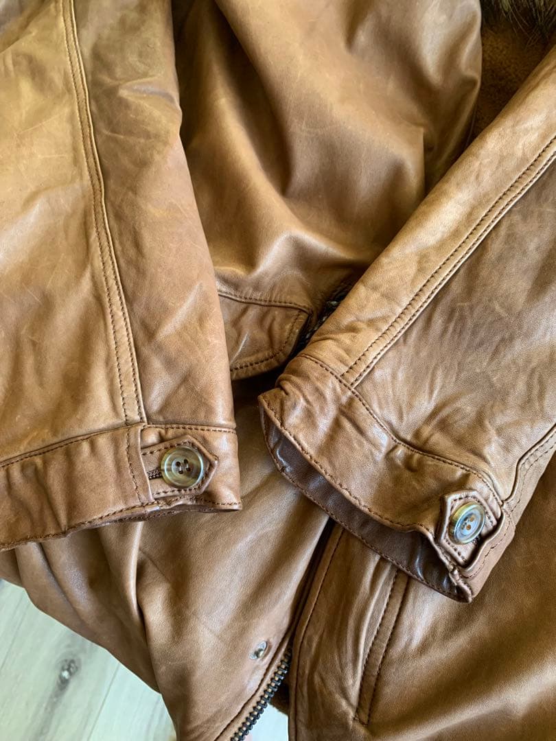 Sisi ブラウン レザーモッズコート