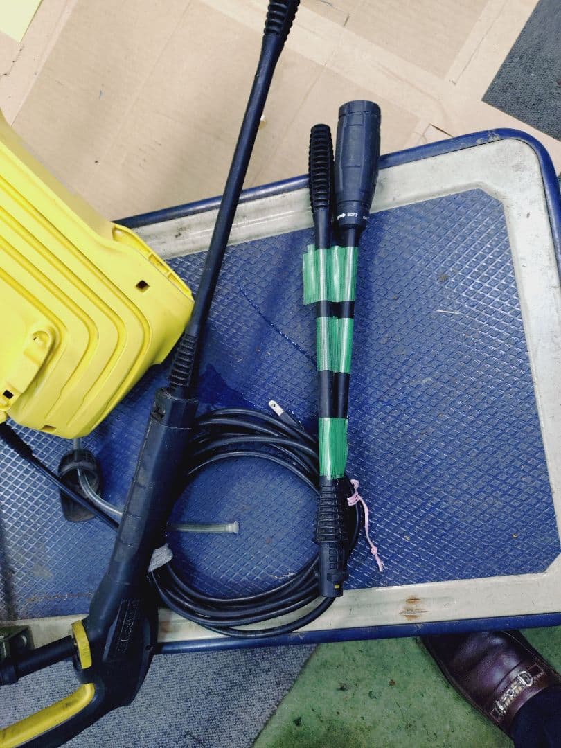 高圧洗浄機 ブラシ付き 黄色ハンドル2本先尖り部品3本