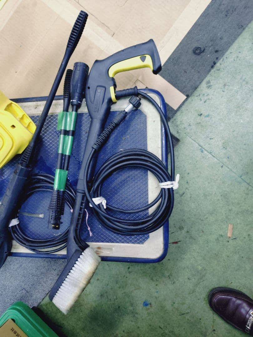 高圧洗浄機 ブラシ付き 黄色ハンドル2本先尖り部品3本