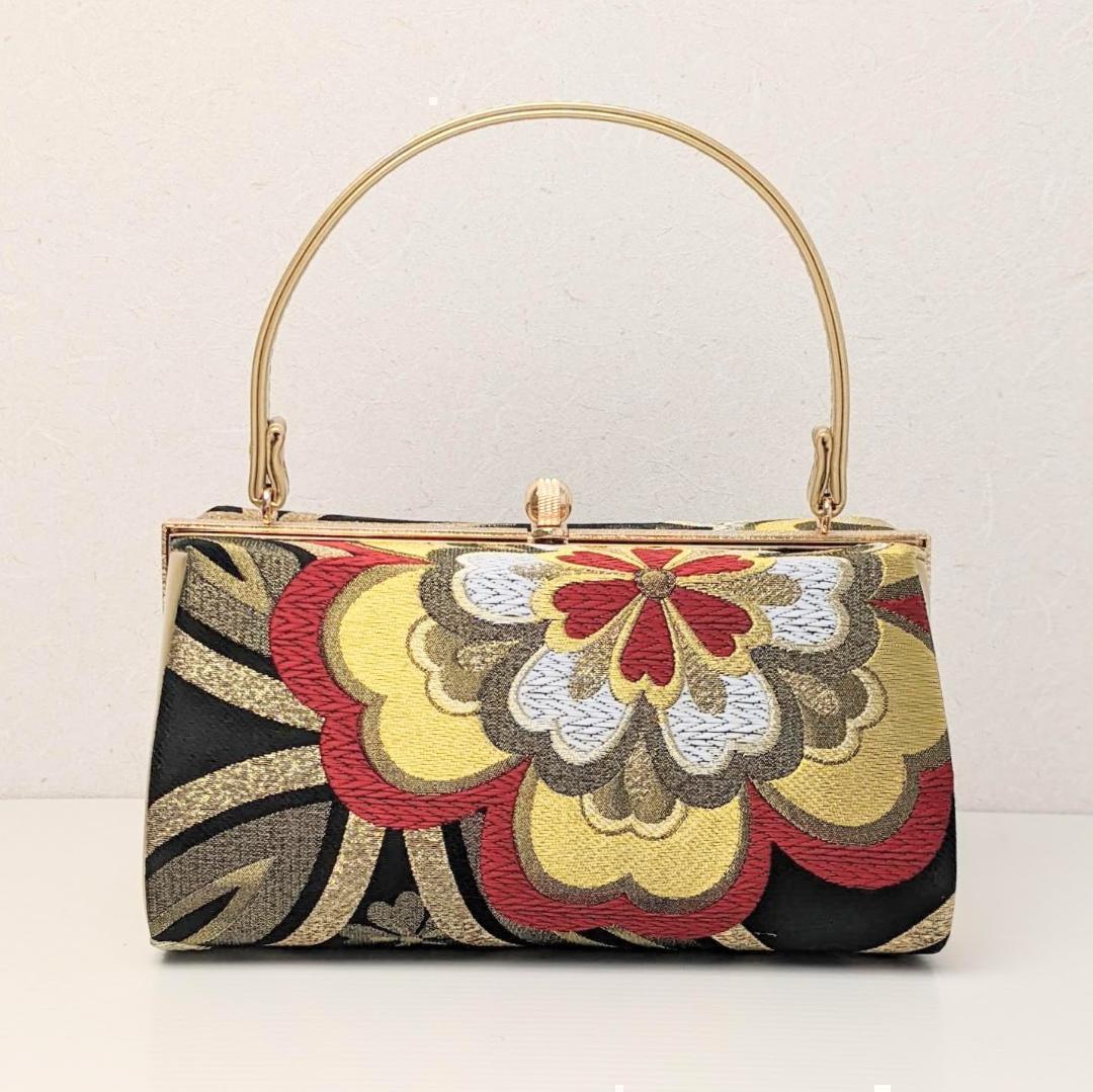 草履 バッグ セット 振袖用 帯地 ゴールド 3枚芯 フリーサイズ u52-5