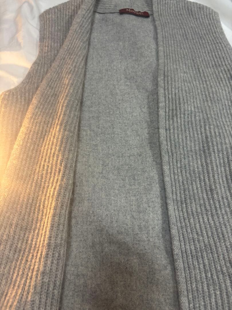 Max Maraマックスマーラ ロングニットベスト S グレー ウール×カシミヤ