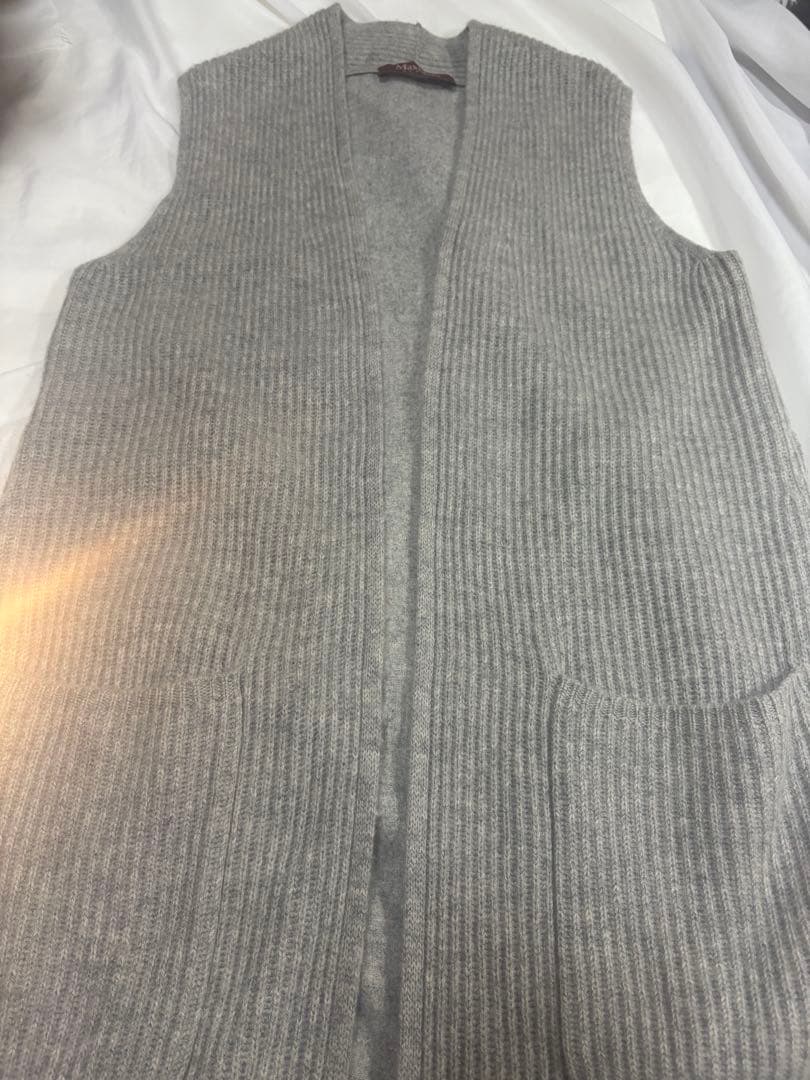 Max Maraマックスマーラ ロングニットベスト S グレー ウール×カシミヤ
