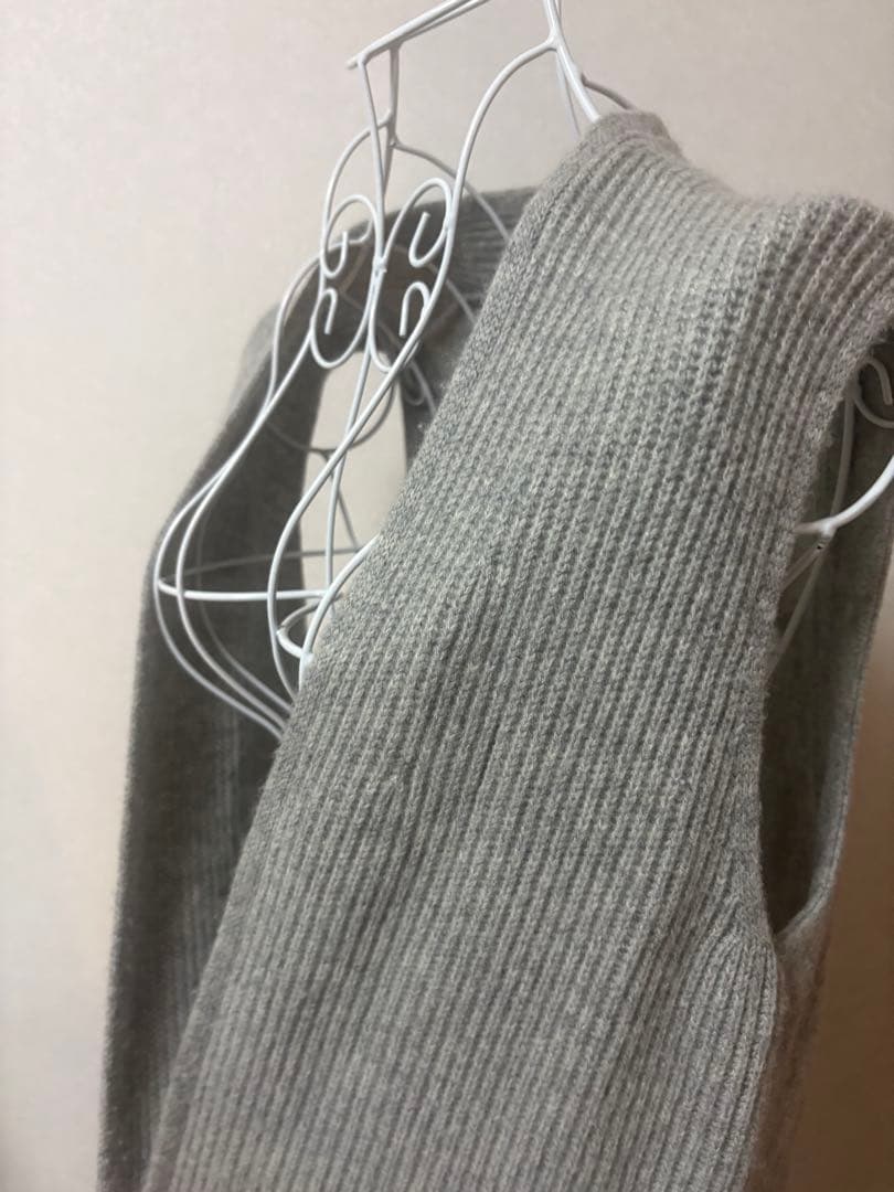 Max Maraマックスマーラ ロングニットベスト S グレー ウール×カシミヤ