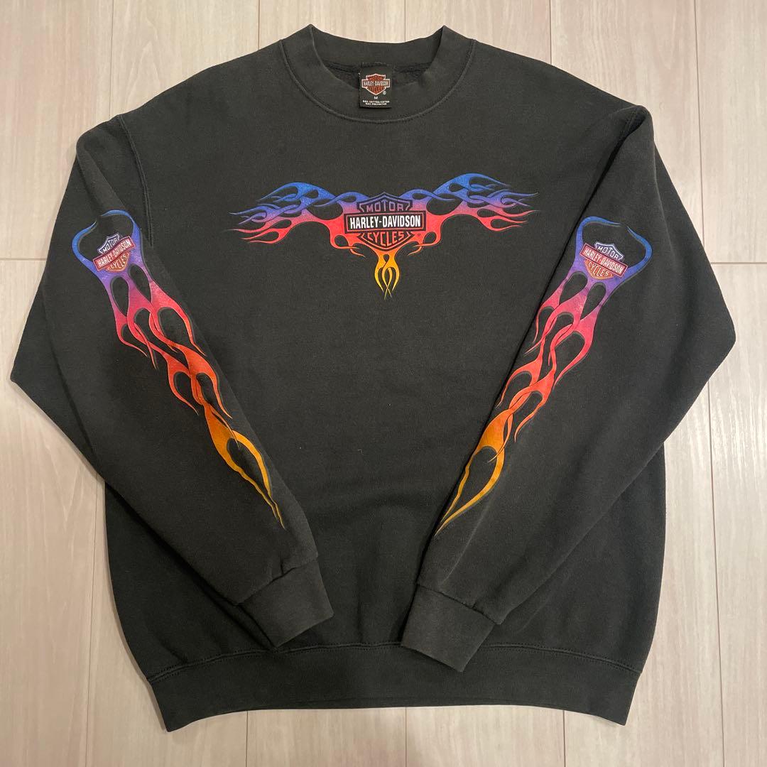 ハーレーダビッドソン　スウェット　90s フレイム 炎　ビンテージ