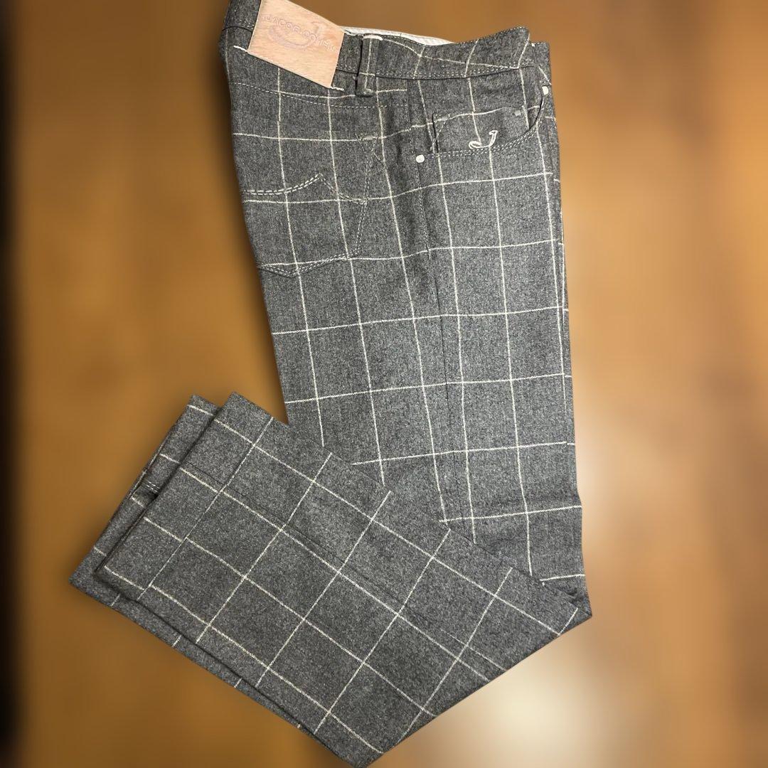グレー チェック柄 スラックス