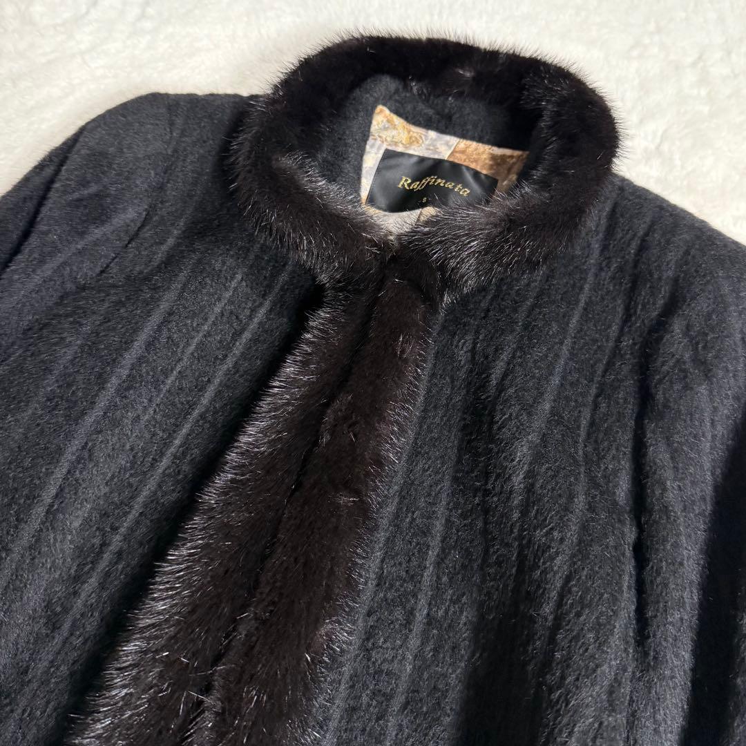 【美品】ラフィアーナ スーリーアルパカ ミンク ファーコート ブラック 9AR