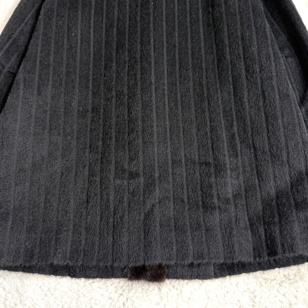 【美品】ラフィアーナ スーリーアルパカ ミンク ファーコート ブラック 9AR