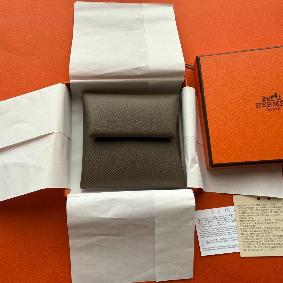 も*ん様 バスティア　HERMES 小銭入れ　エトゥープ　W刻印