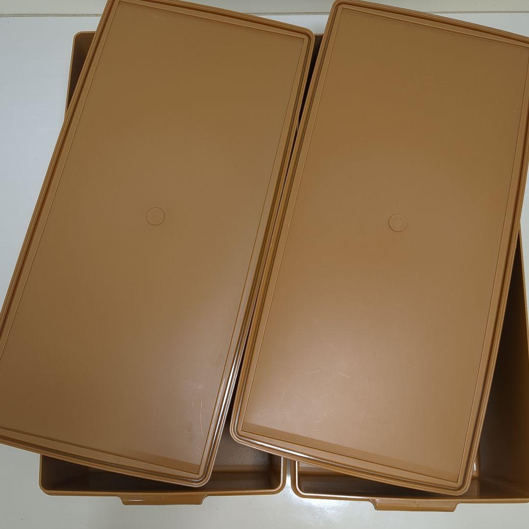 【2個セット】タッパーウェア　ディープロングスーパーケース　収納　茶