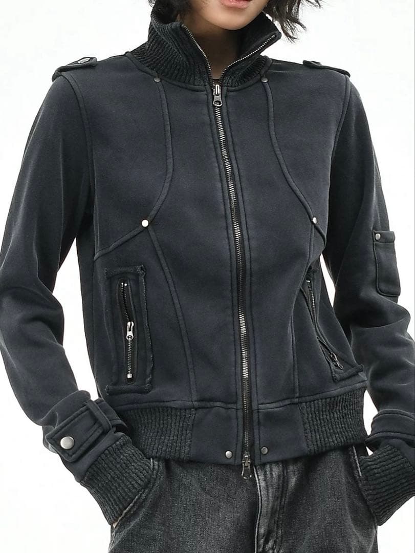 ジャケット・アウター suede punk ribbed bomber jacket archive