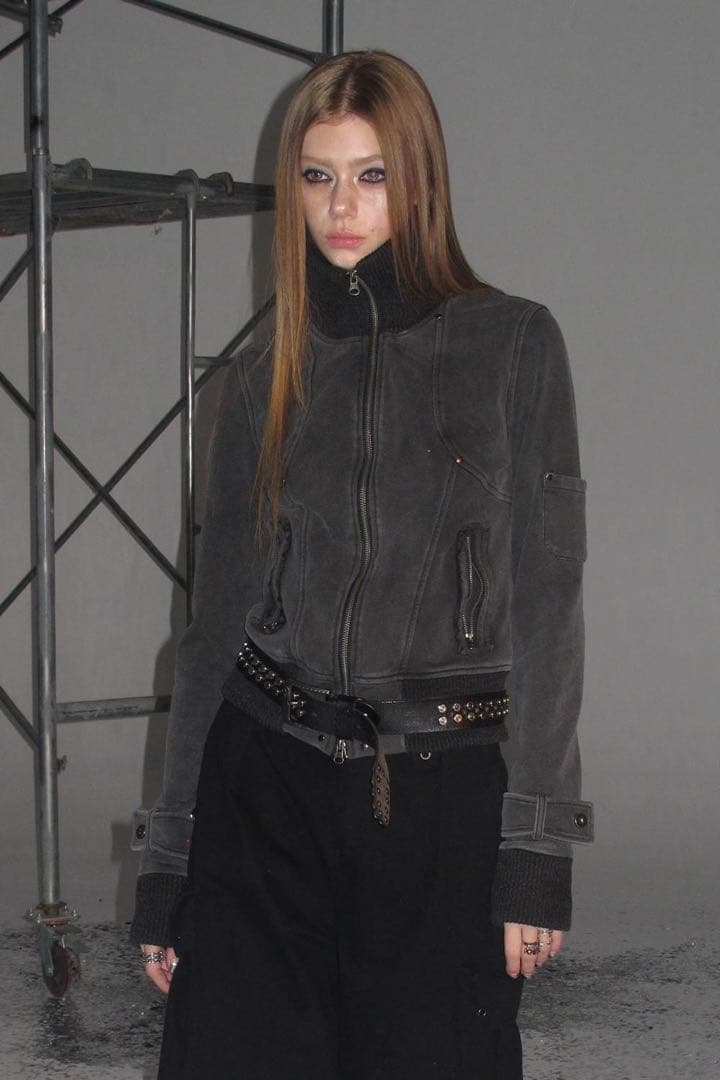 ジャケット・アウター suede punk ribbed bomber jacket archive