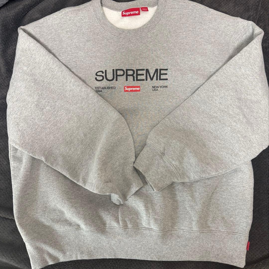 【美品】Supreme Established Crewneck グレー　L