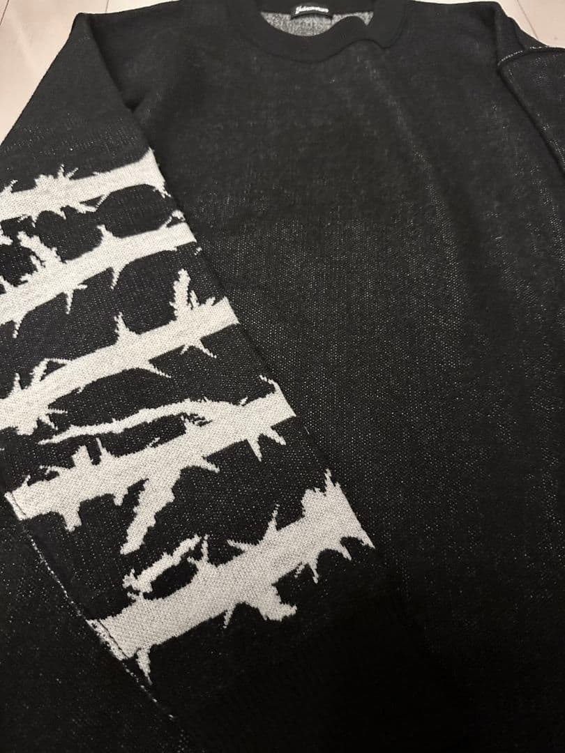 アンダーカバー 袖イバラ ジャガード クルーネック ニット