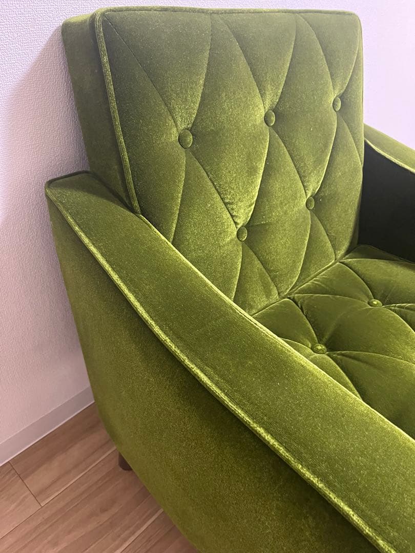 カリモク60　ロビーチェア　モケットグリーン 1人掛けソファ