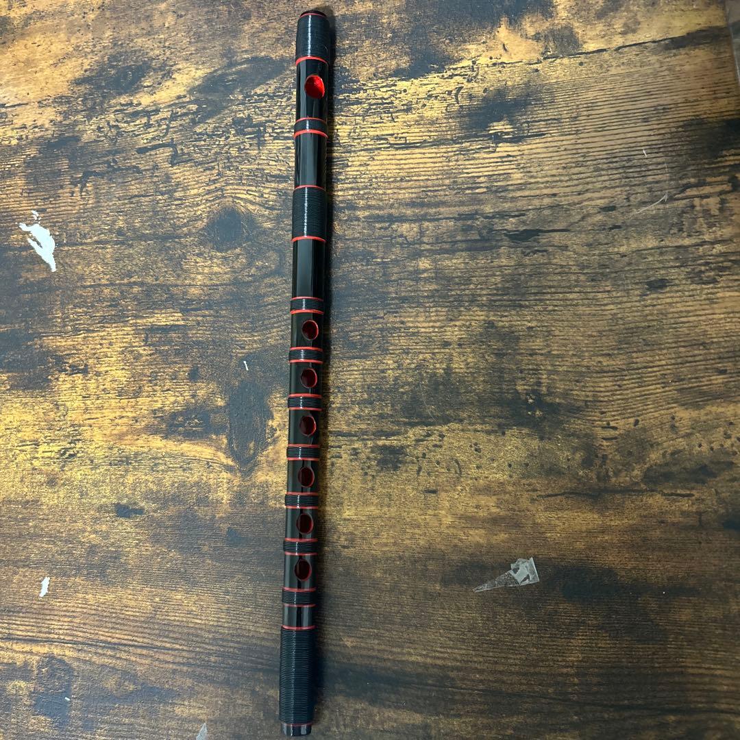 黒×黒糸×赤縁取り 篠笛 七孔七本調子 だんじり 地車