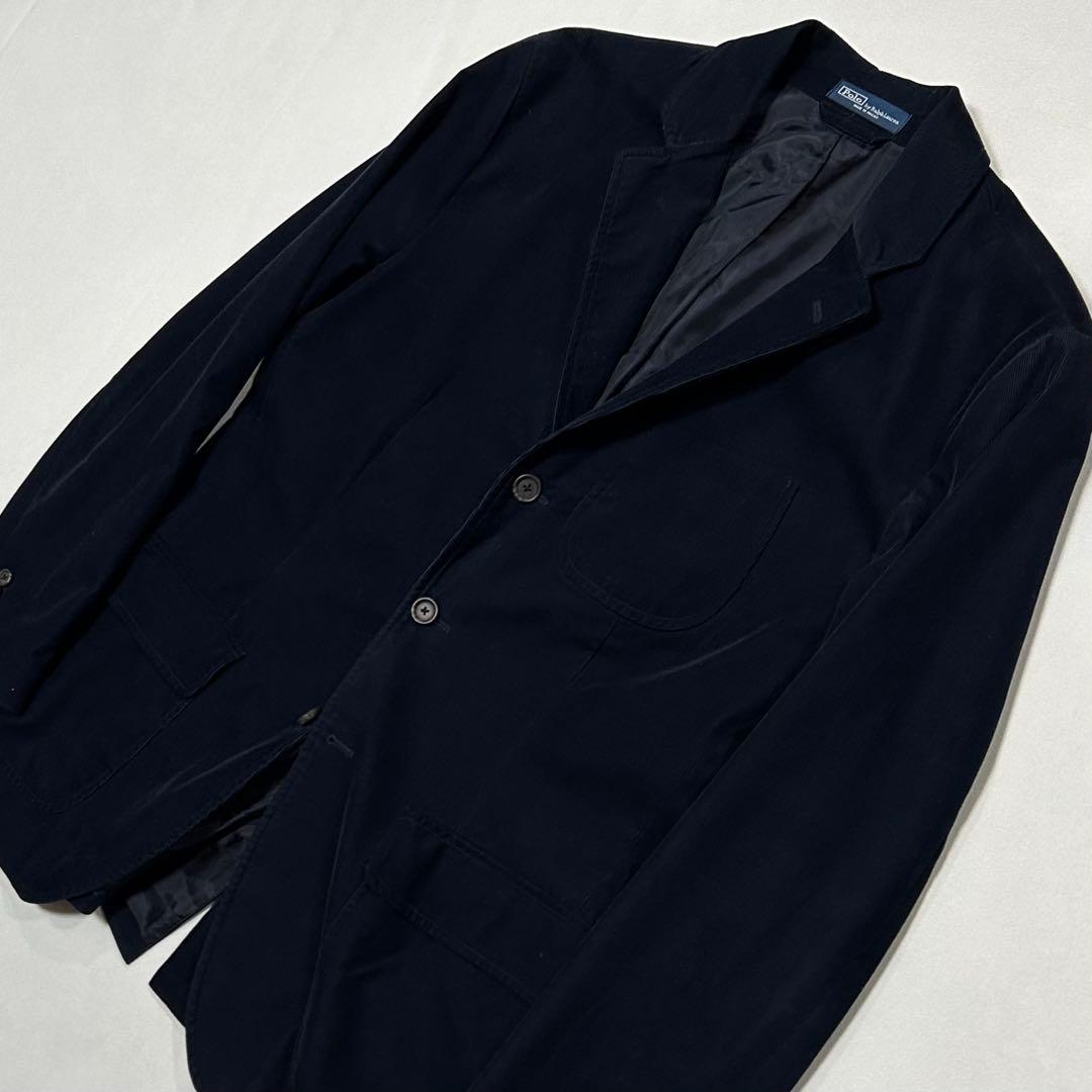 00s Ralph Lauren ベロア テーラードジャケット ドレープ 光沢