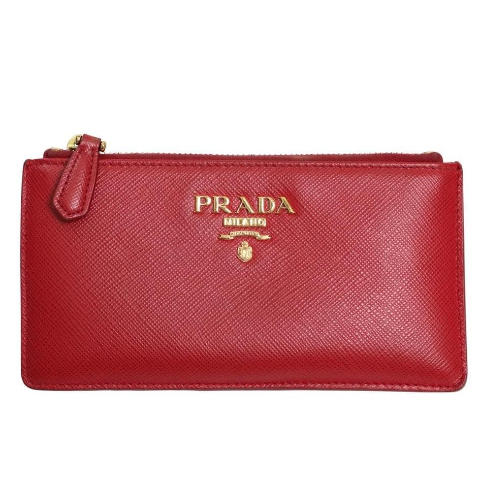 【近年モデル】PRADA プラダ フラグメントケース　カードケース レザー　赤系