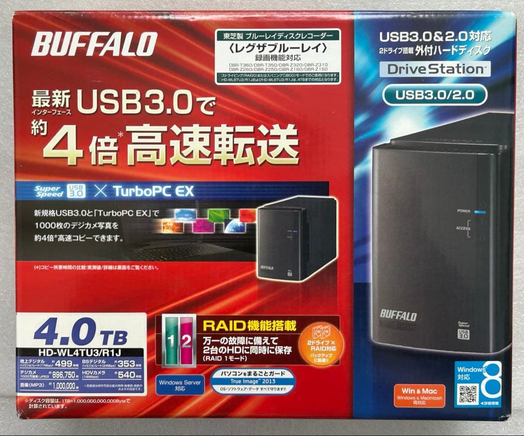 外付けハードディスク・ドライブ BUFFALO DriveStation 4TB USB3.0