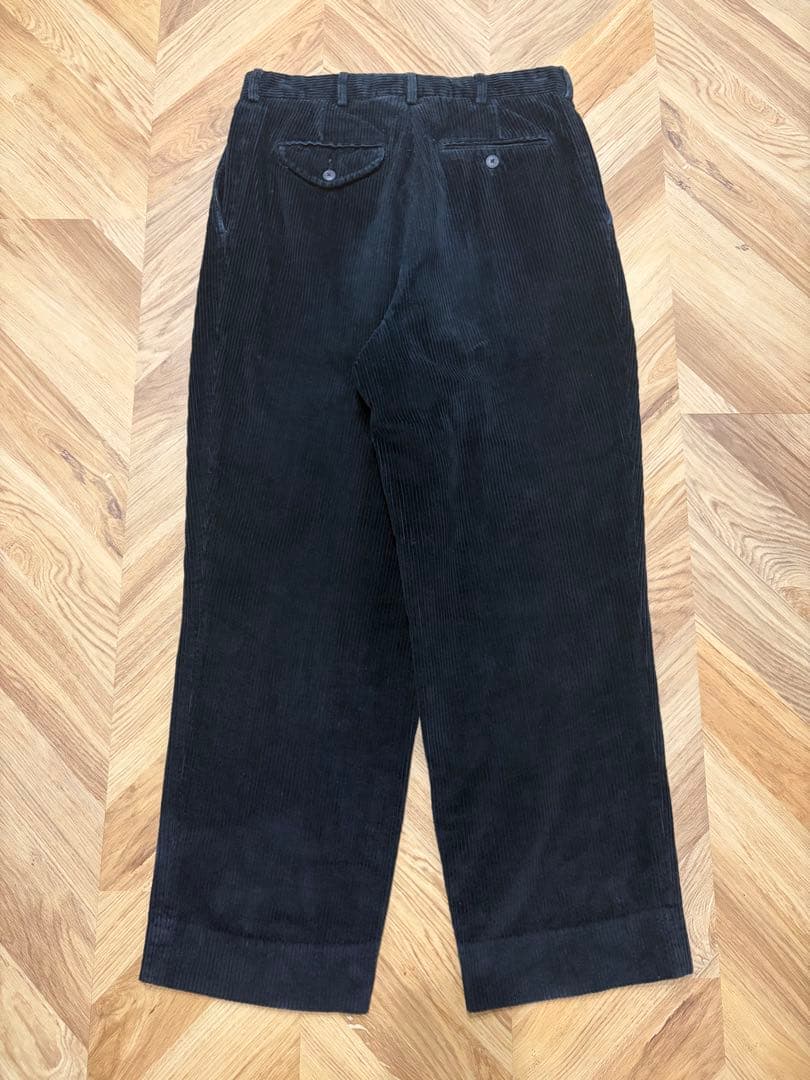 90s USA製 Eddie Bauer ツータックブラックコーデュロイパンツ黒