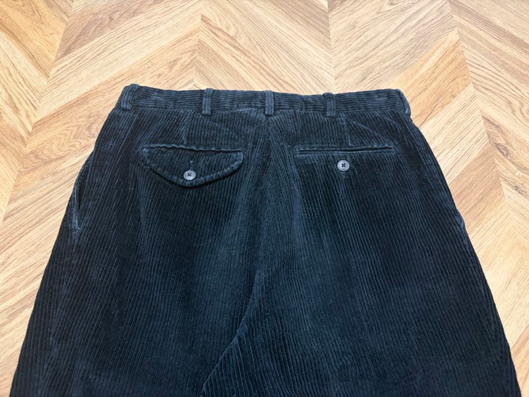 90s USA製 Eddie Bauer ツータックブラックコーデュロイパンツ黒