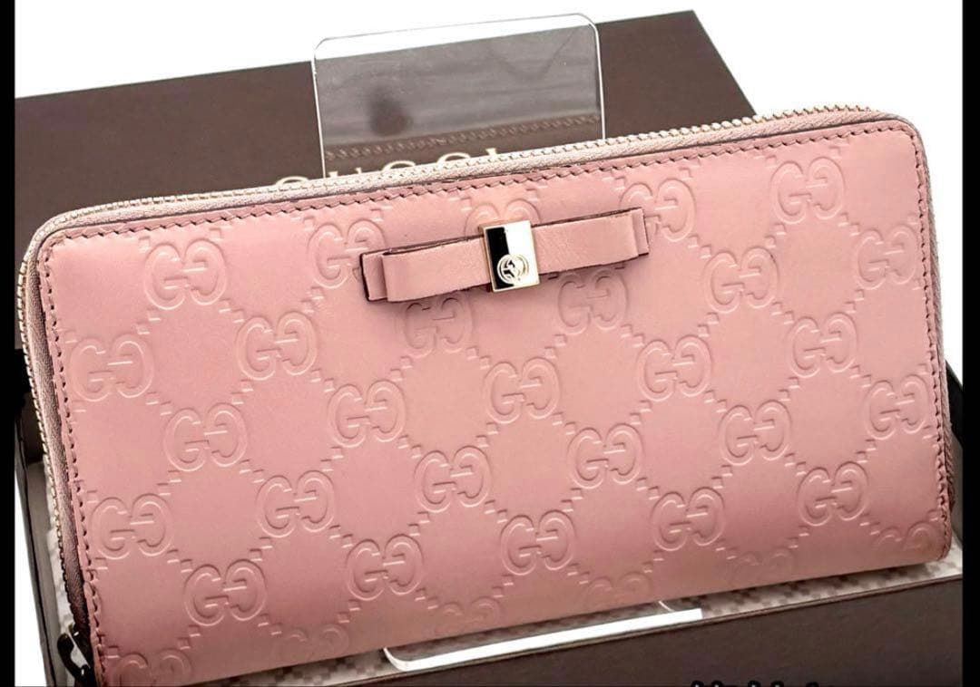 美品GUCCI ピンク レザー 長財布