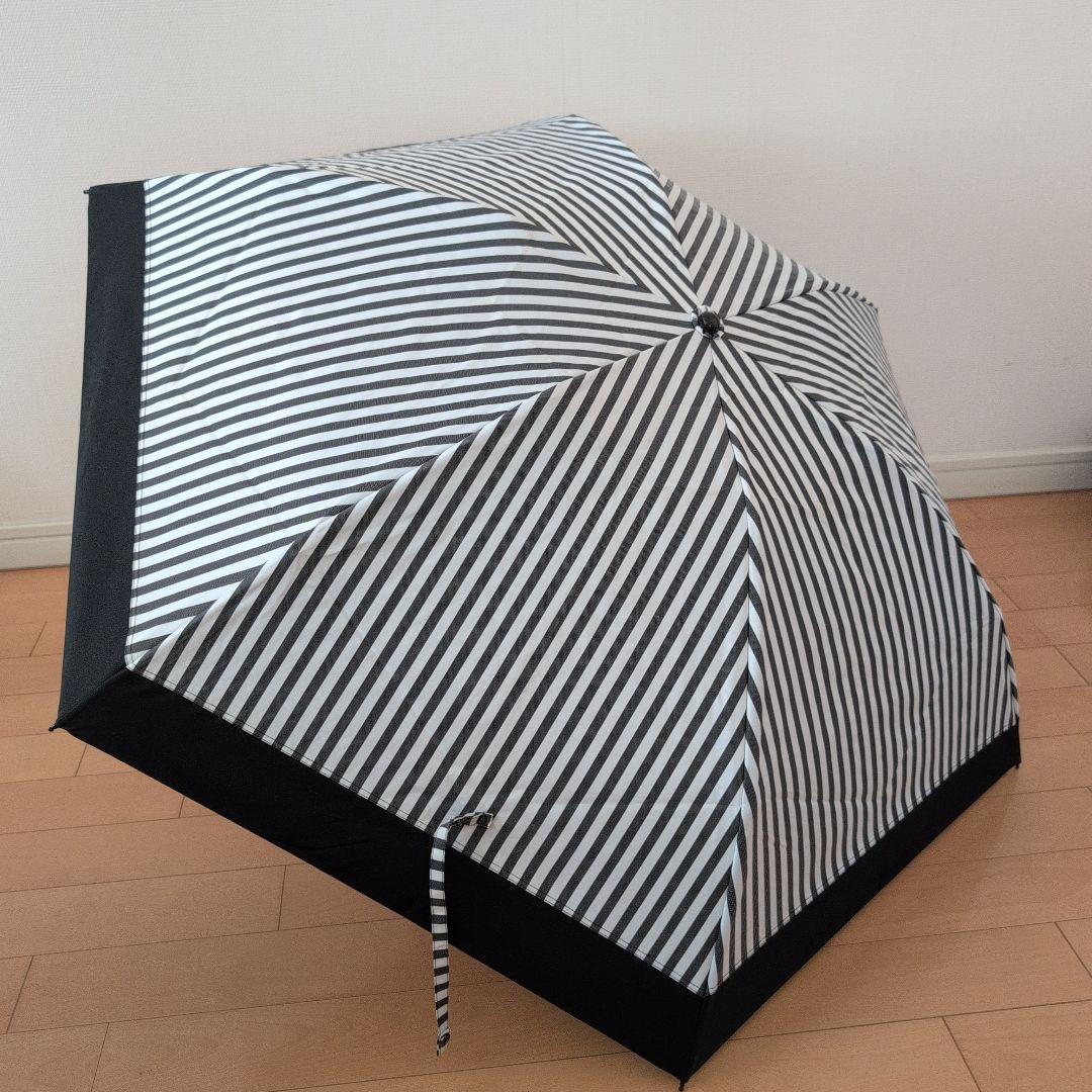 中古品 SUN BARRIER 100 折りたたみ日傘 ストライプ