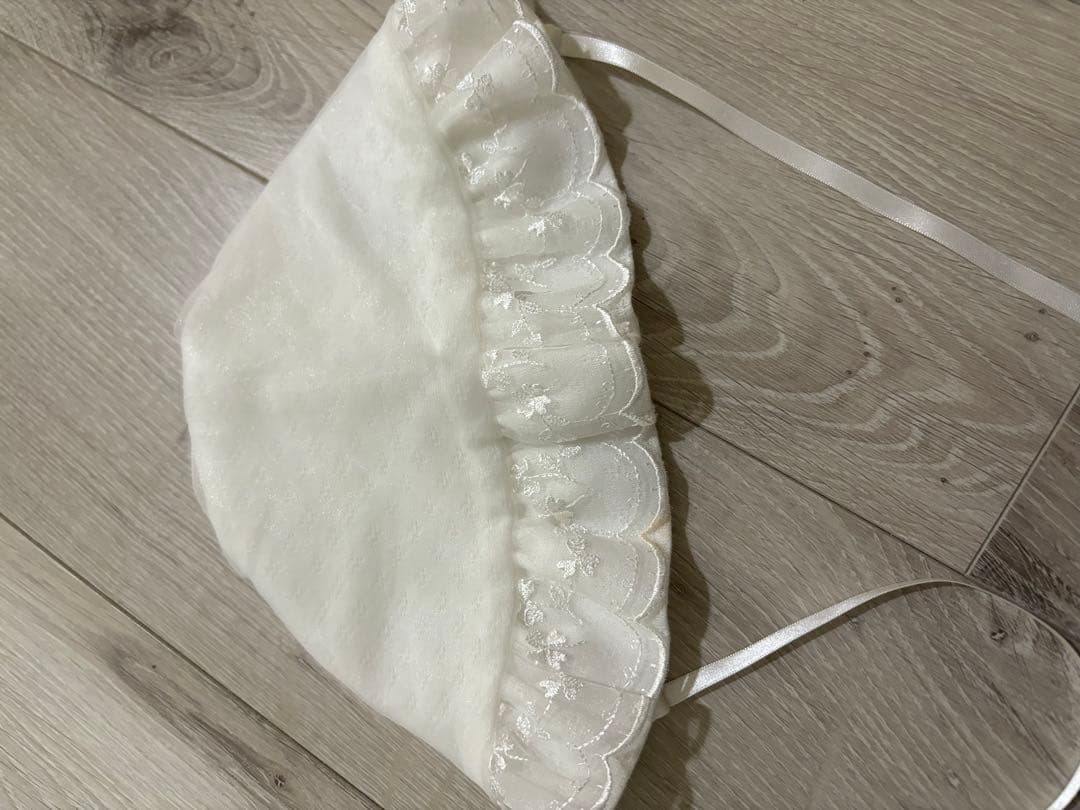 ミキハウス　ホワイト ベビードレスセット 帽子付き