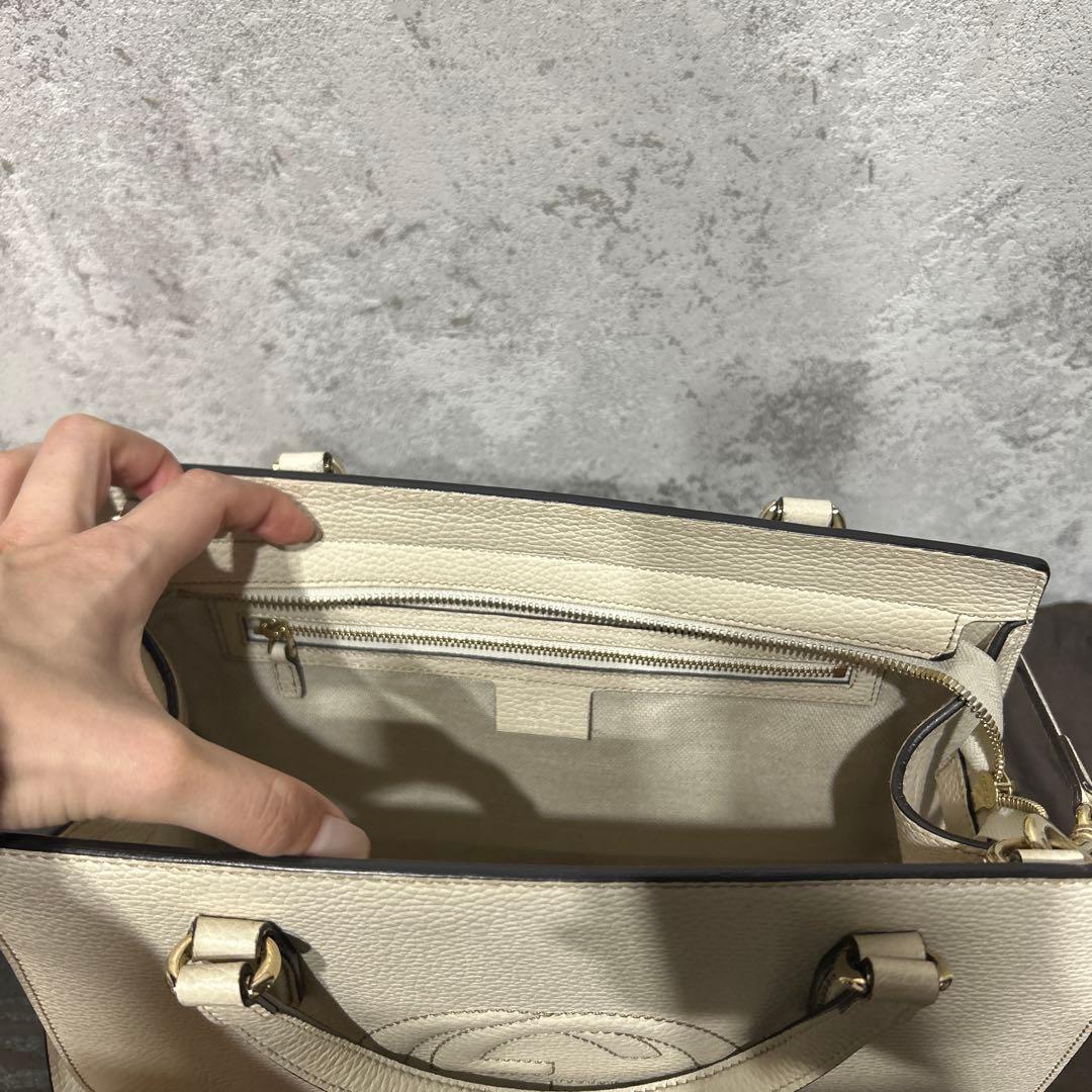 ※ルドルフ様※【GUCCI 】ホワイトレザーハンドバッグ