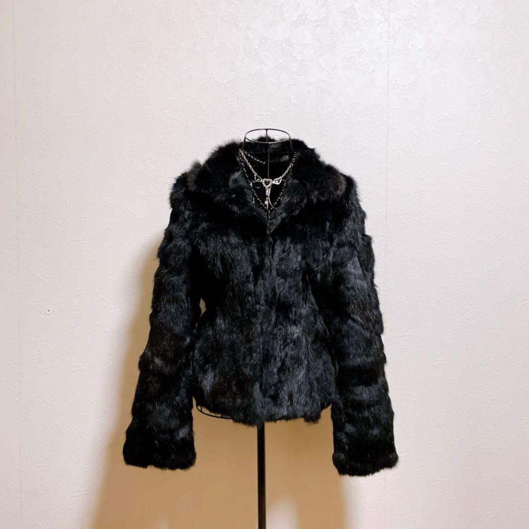 ラビットファー コート 黒 平成ギャル y2k ロック パンク ダークコア