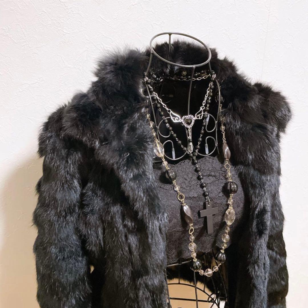 ラビットファー コート 黒 平成ギャル y2k ロック パンク ダークコア