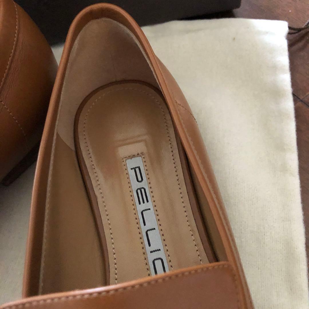 PELLICO ブラウンレザー ローファー チェーン付き