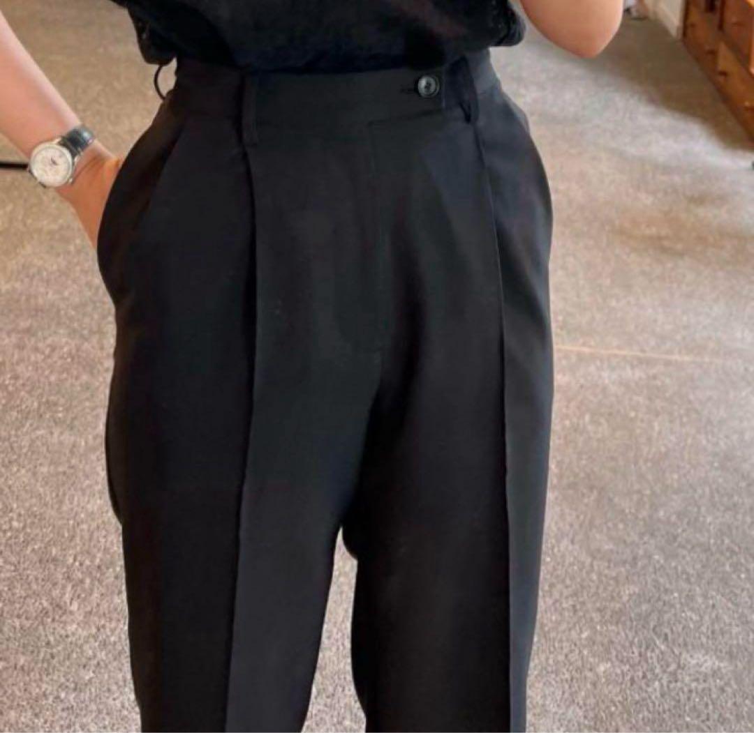 新品 未使用 OHGA オオガ テーパードタックパンツ M ブラック